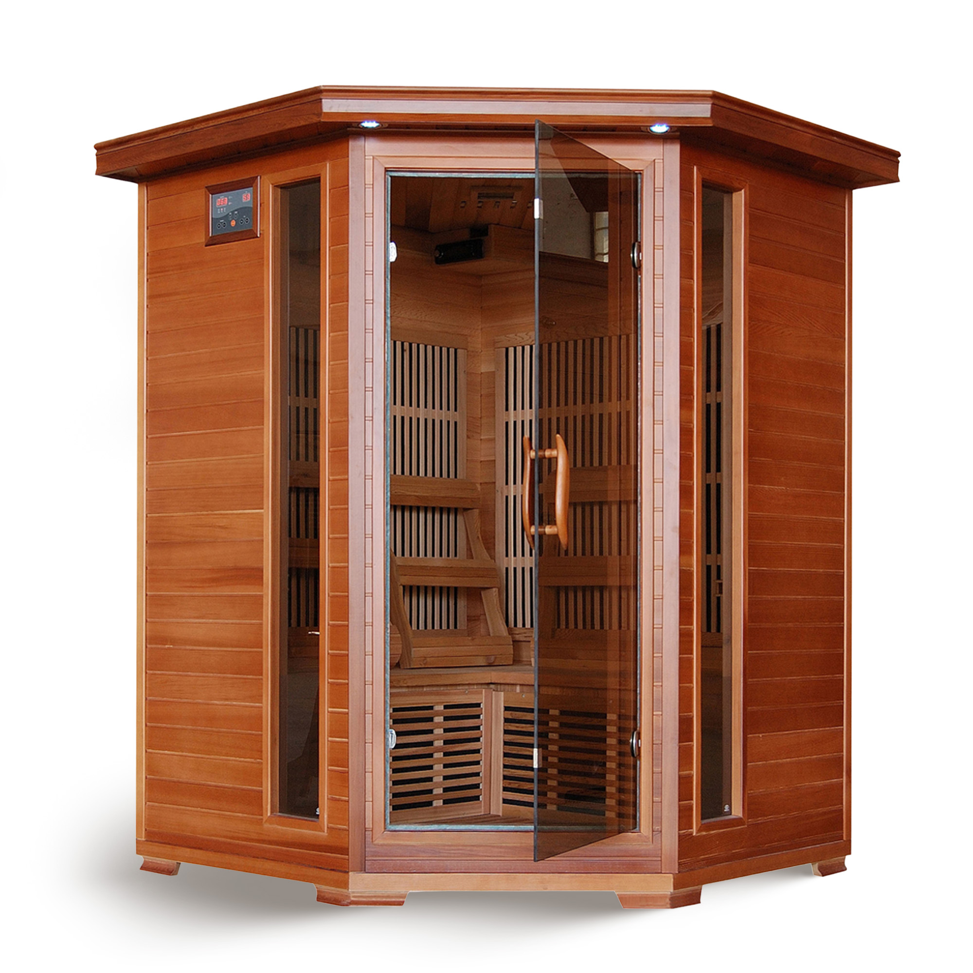 Hudson Bay 3-Person Cedar Corner Infrared Sauna with 7 Carbon Heaters | SA1312 image 2