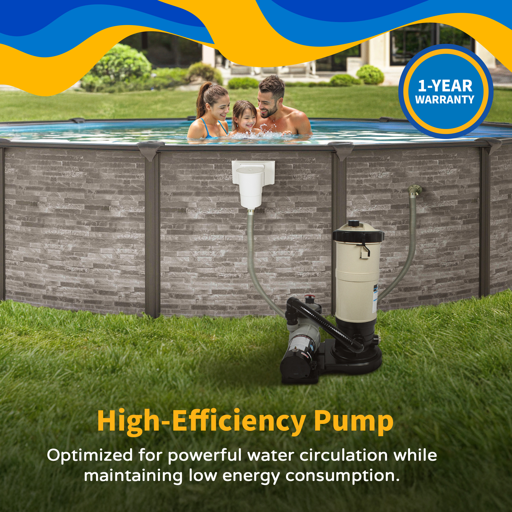 FlowExtreme 90 SF Cartridge Filter System with 1 HP Pump for Above Ground Pools | NE635 image 6