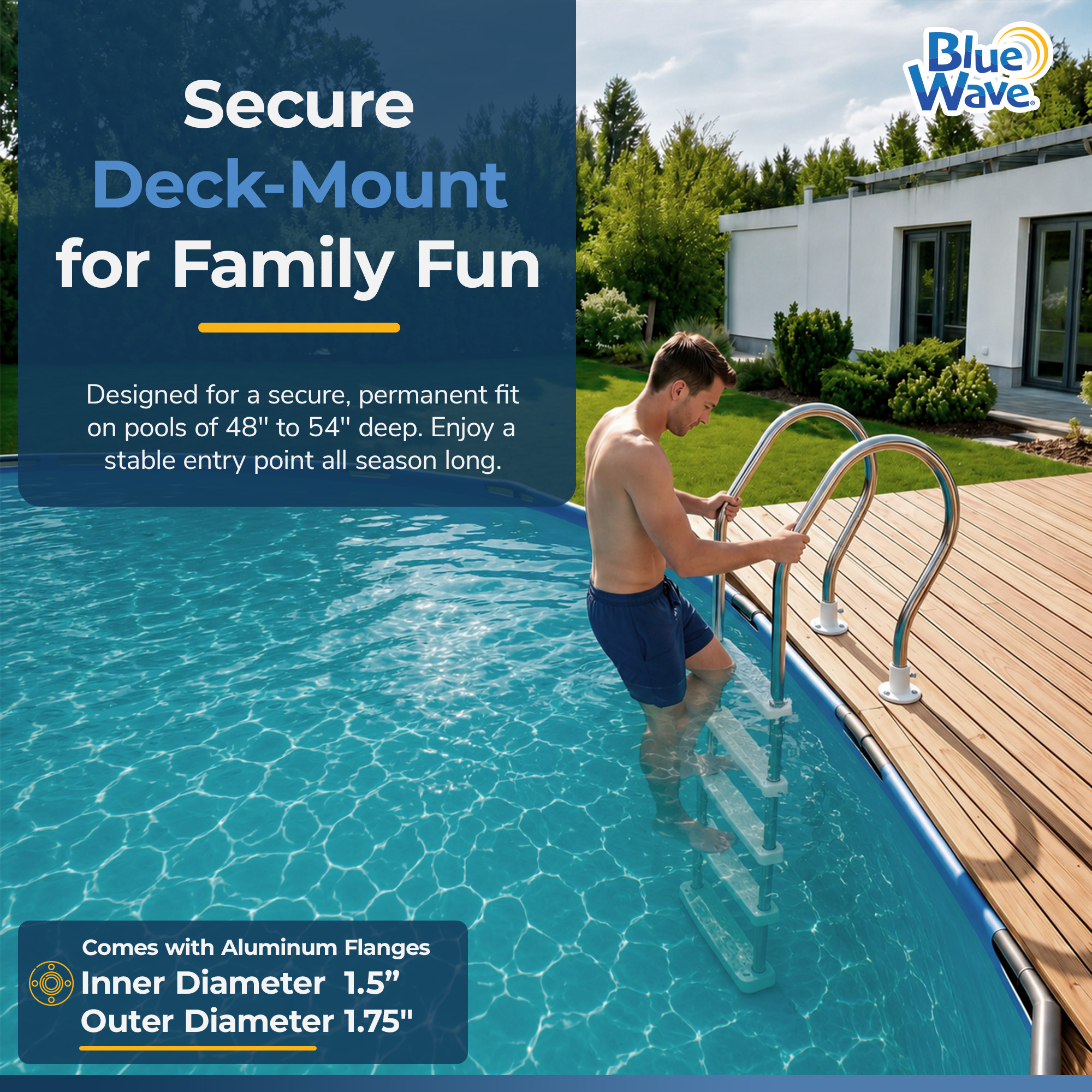 Stainless Steel Reverse Bend In-Pool Ladder for Above Ground Pools | NE1147 image 4