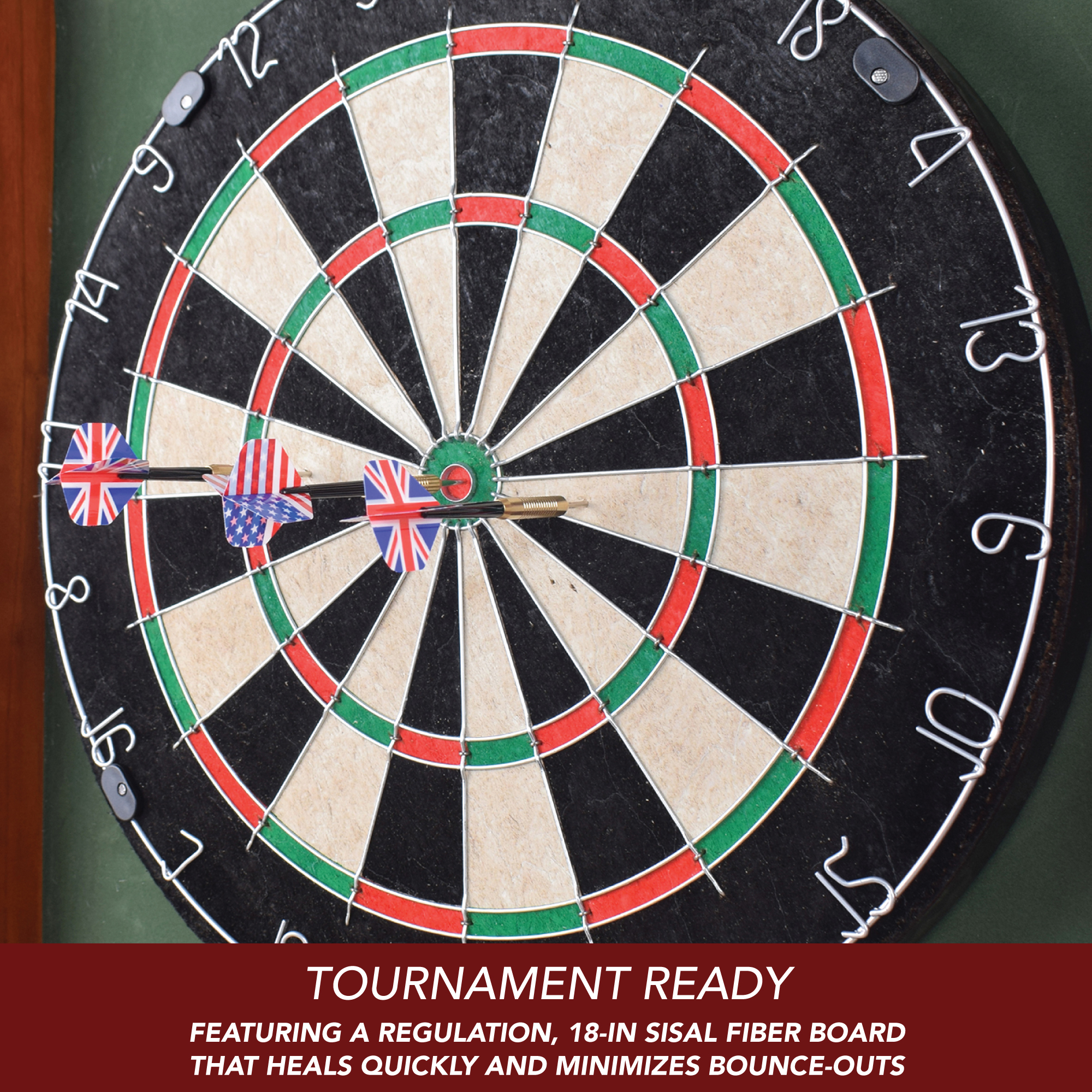 Centerpoint Bristle Dartboard and Solid Wood Cabinet - Dark Cherry Finish | BG1041CH image 4