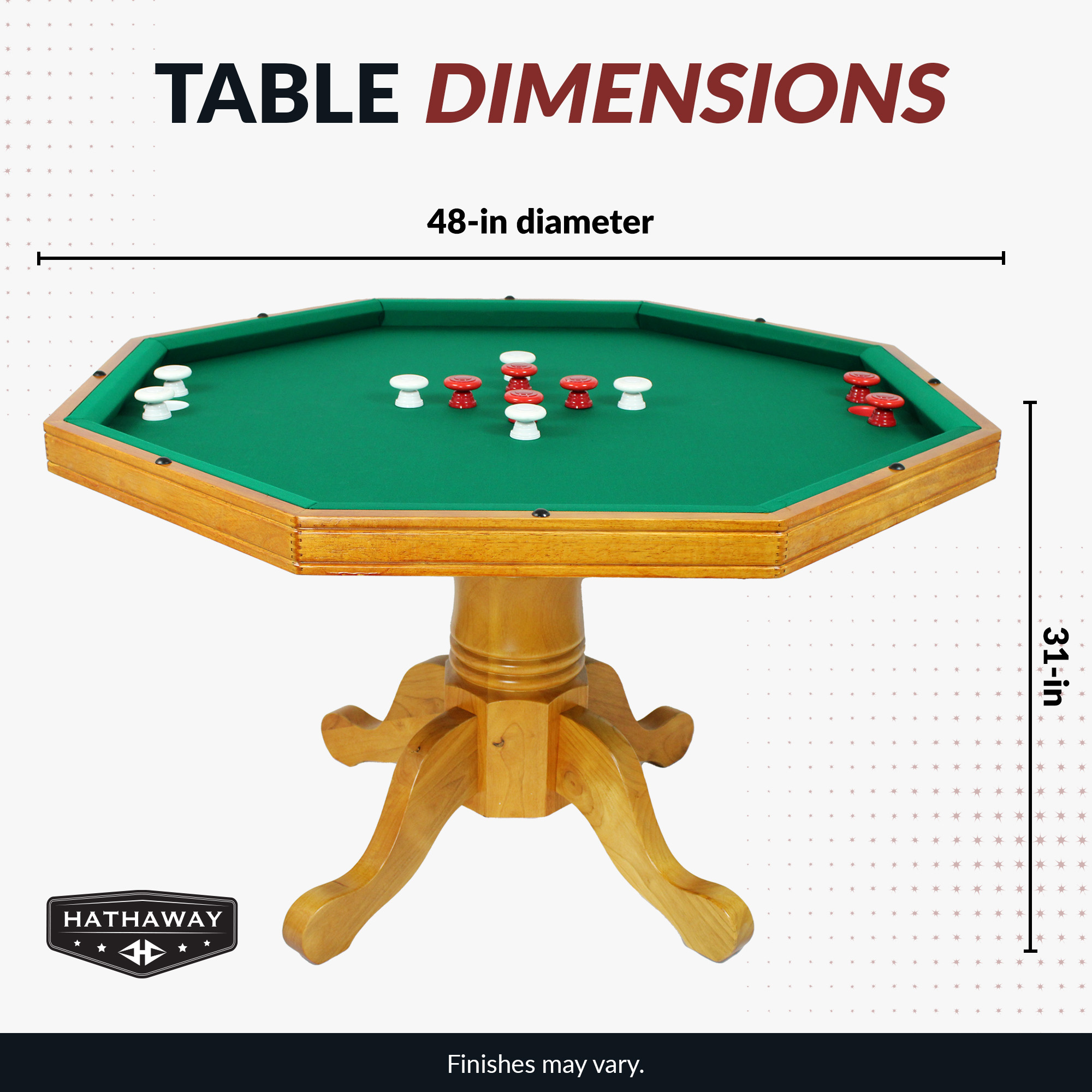 Kingston 48-in Poker Table Combo Set (Table Set Only) - Oak Finish | BG2351T image 2