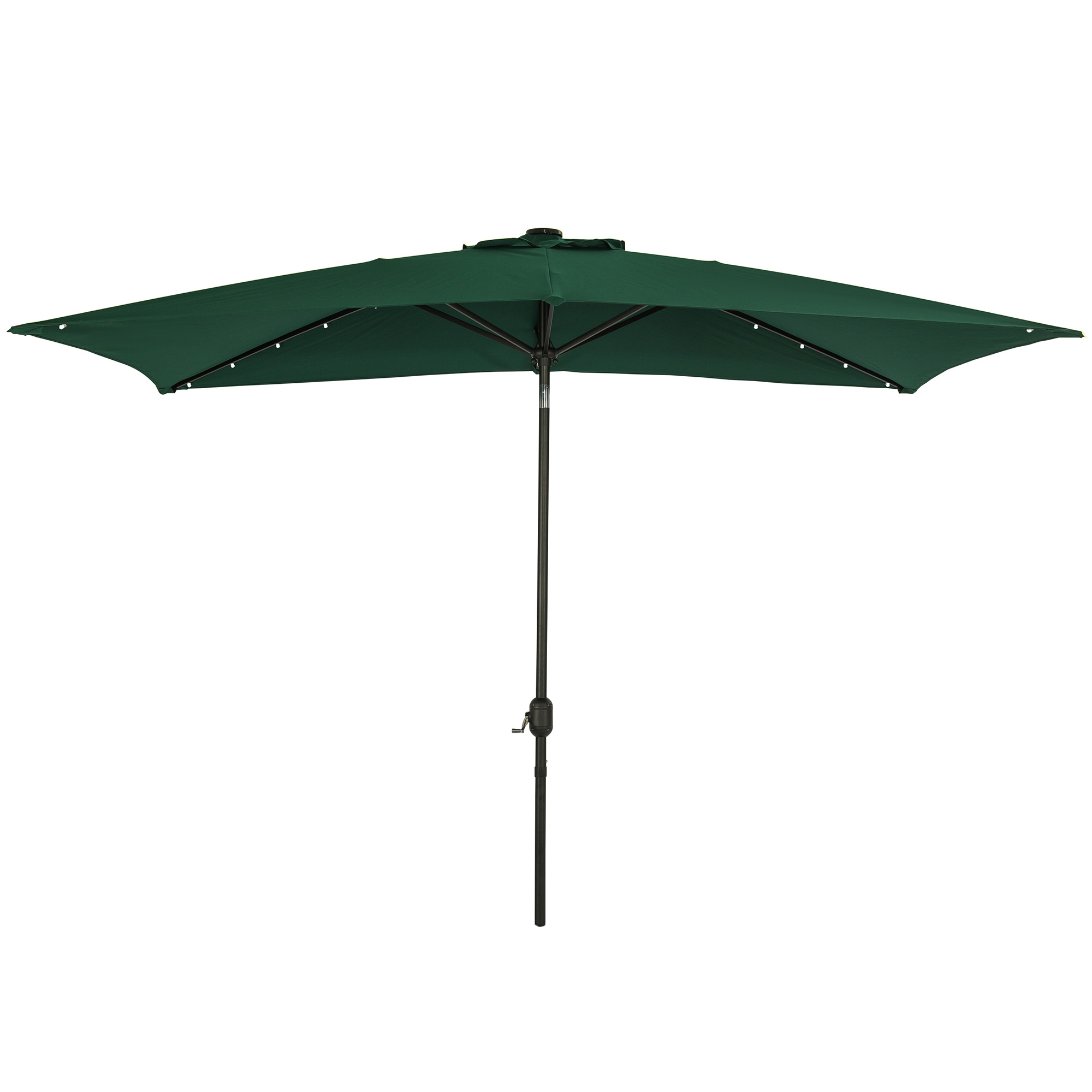 Nassau 6.5-ft x 10-ft Rectangular Market Umbrella with LED Lights - Hunter Green - Breez-Tex Canopy | NU6864