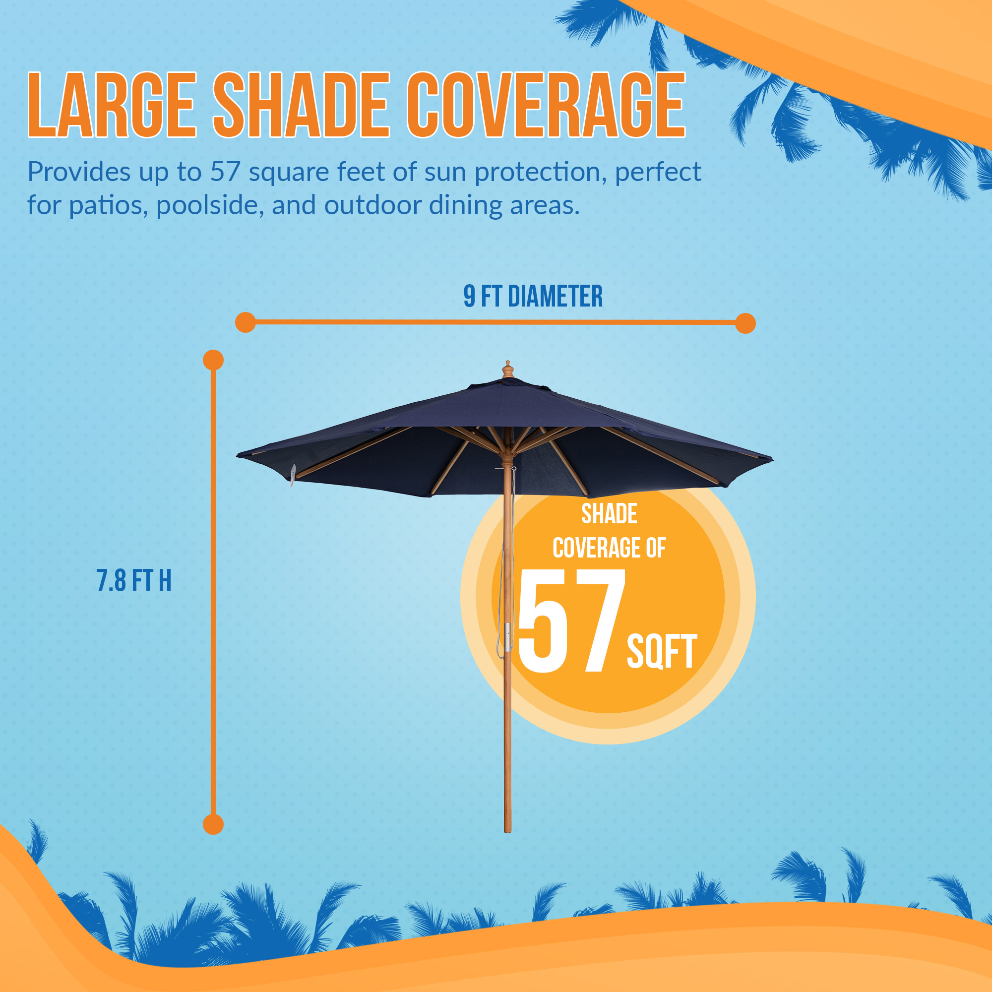 Cenote 9-ft Octagon Market Umbrella - Navy Blue - Breez-Tex Canopy | NU6852 image 5