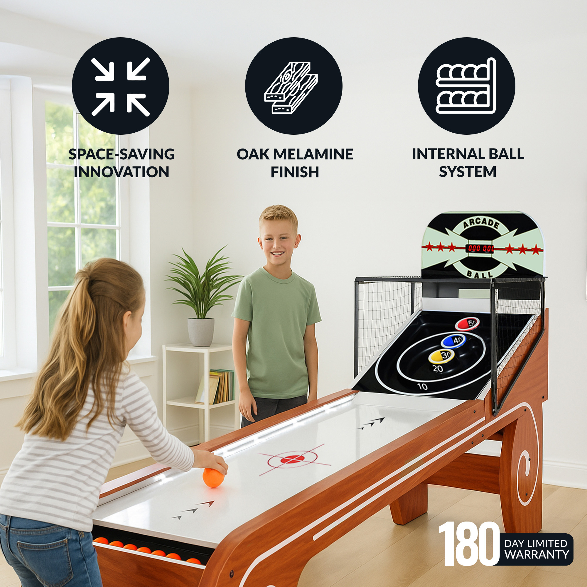 Boardwalk 8-ft Roll Hop and Score Arcade Game Table with LED Scoring | BG2019SK image 5