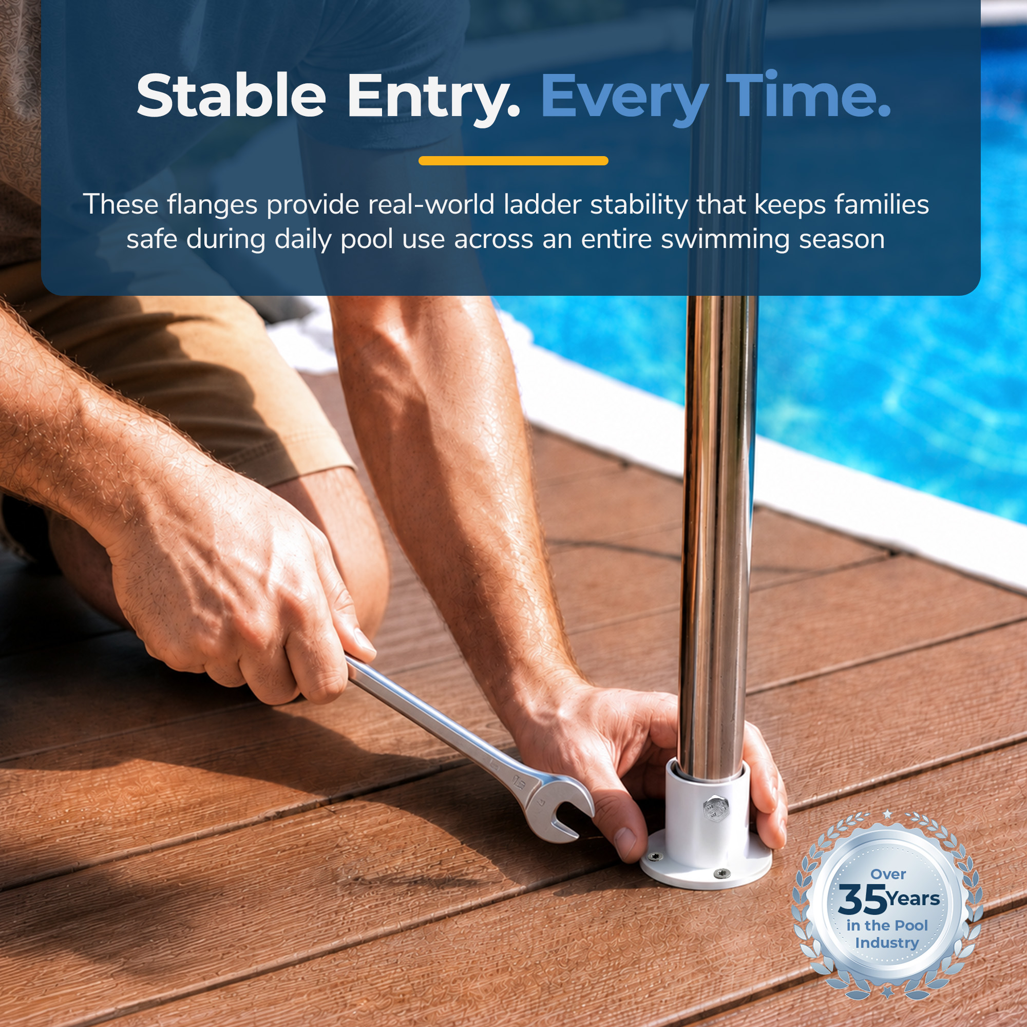 Aluminum Deck Flanges for Above Ground Pool Ladder - Pair | NE1228PR image 7