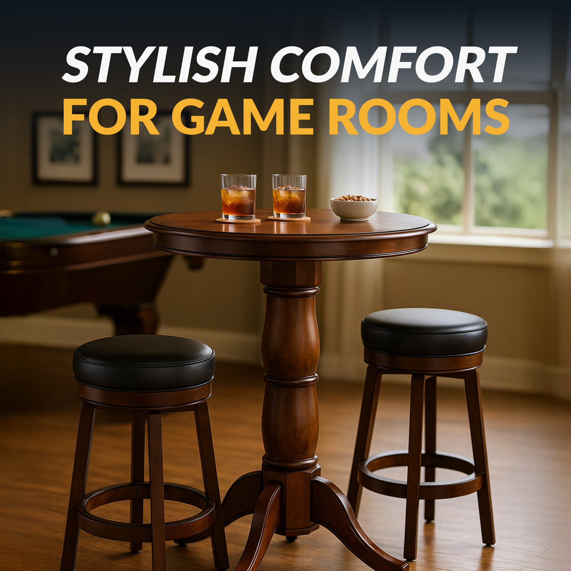 Oxford 3 Piece Hardwood Pub Table Set - Walnut Finish | BG2715W image 7