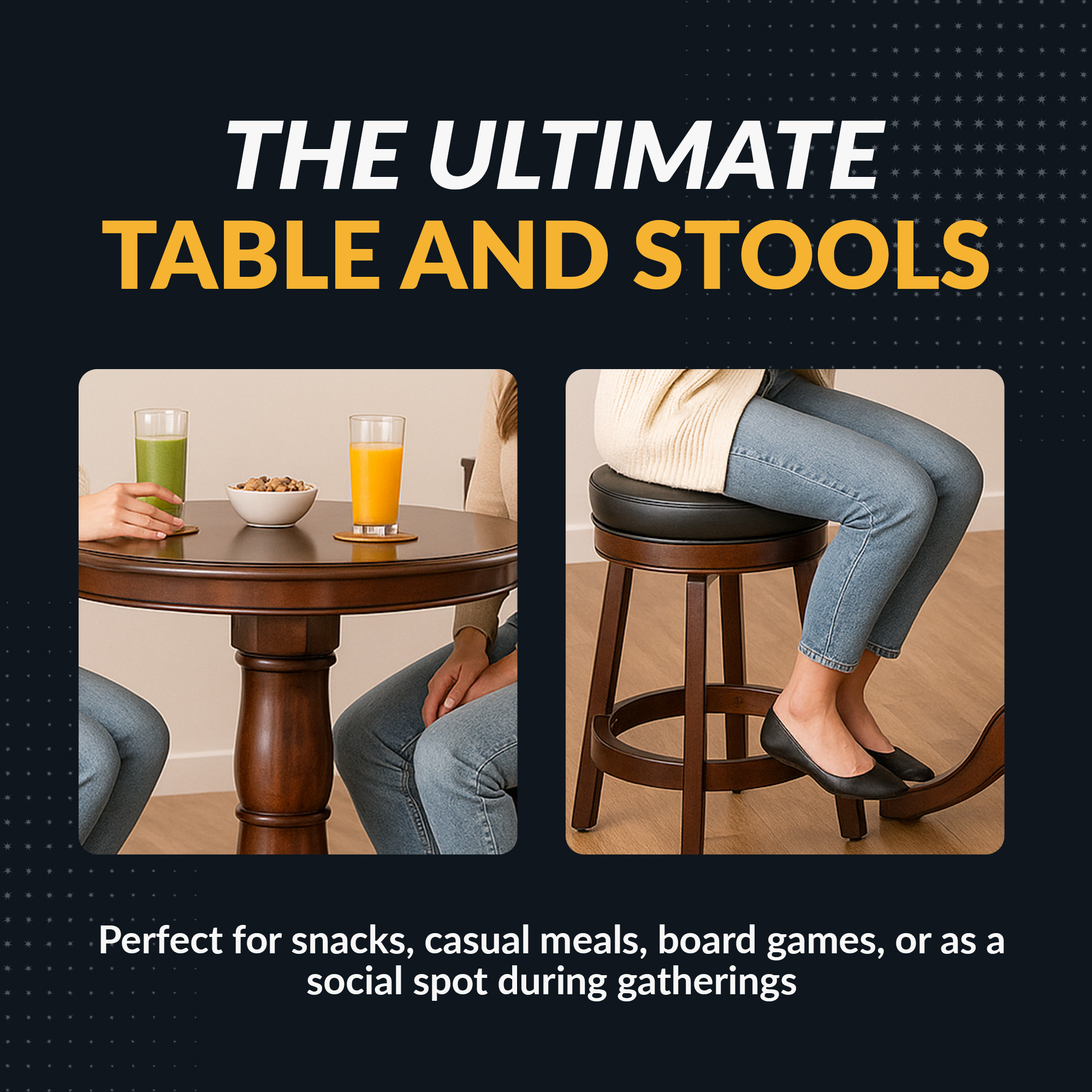 Oxford 3 Piece Hardwood Pub Table Set - Walnut Finish | BG2715W image 6