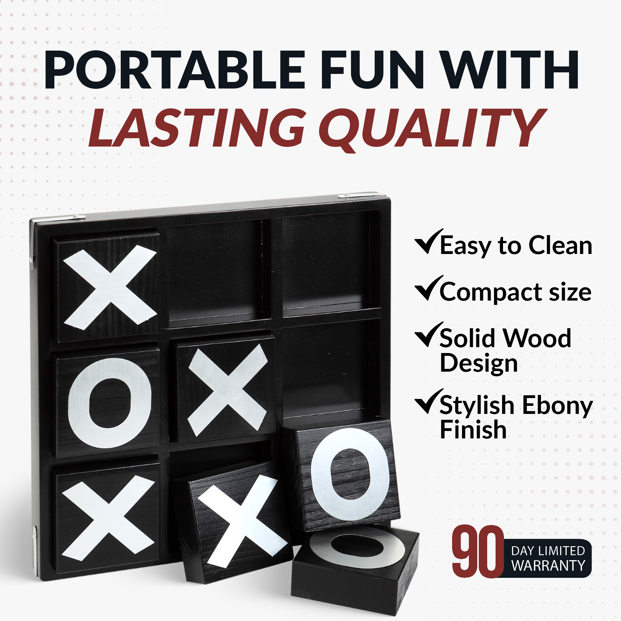 Vintage 14-in Wooden Board Tic-Tac-Toe Set | BG3149 image 7