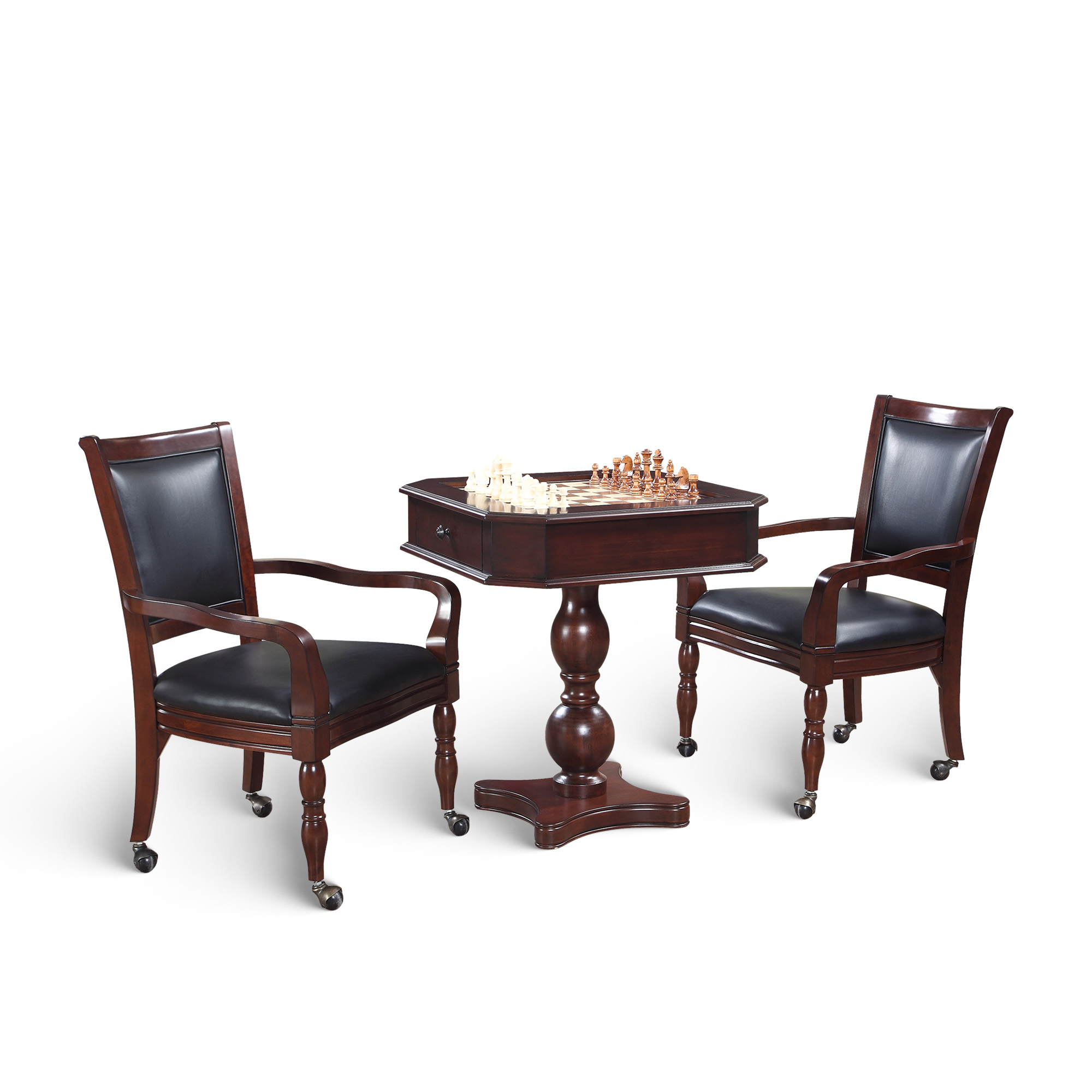 Fortress 28-in Chess 3-in-1 Pedestal Game Table Set with Chairs | BG2995 image 2