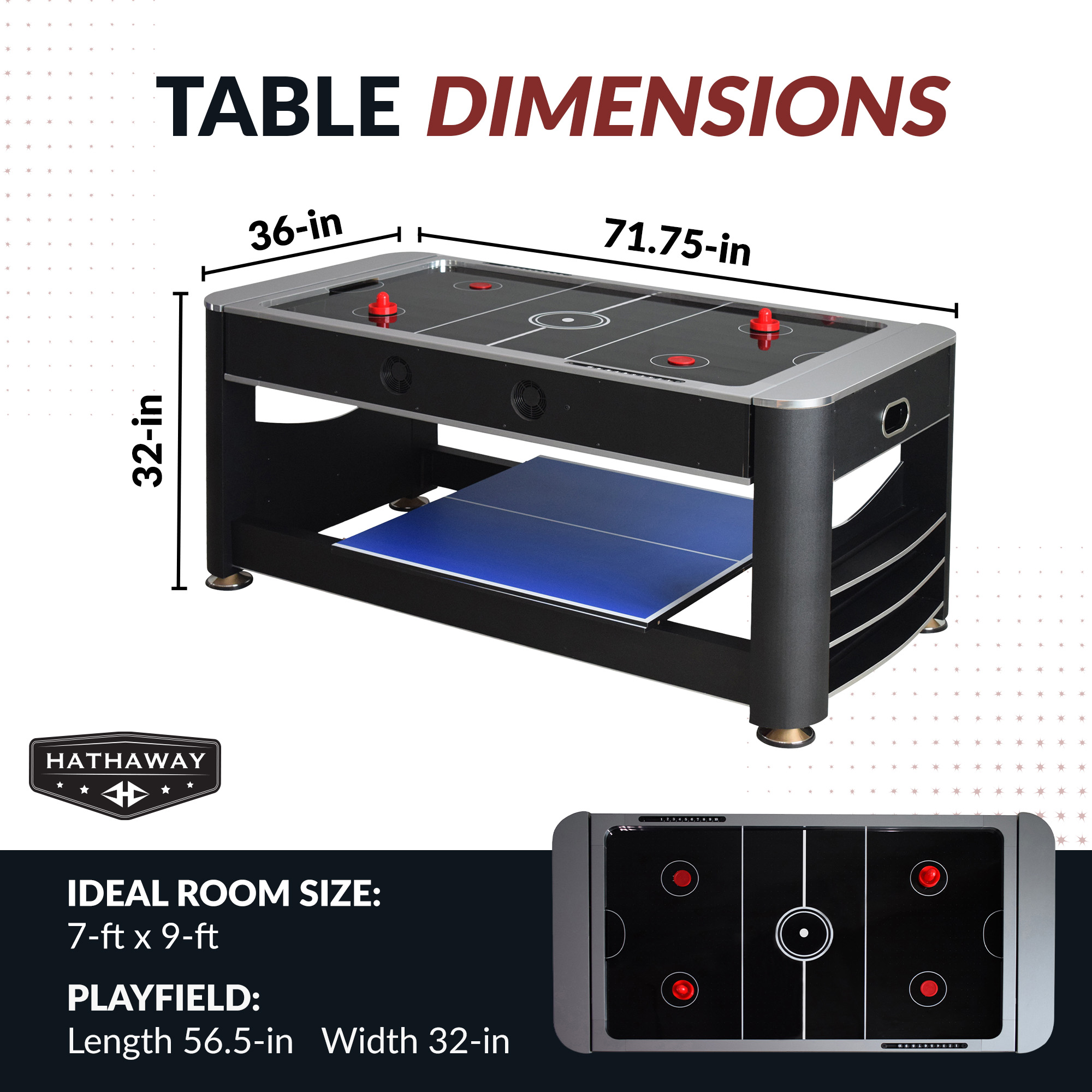 Triple Threat 6-ft Air Hockey 3-in-1 Rotating Multi-Game Table and Cabinet | BG5001 image 3