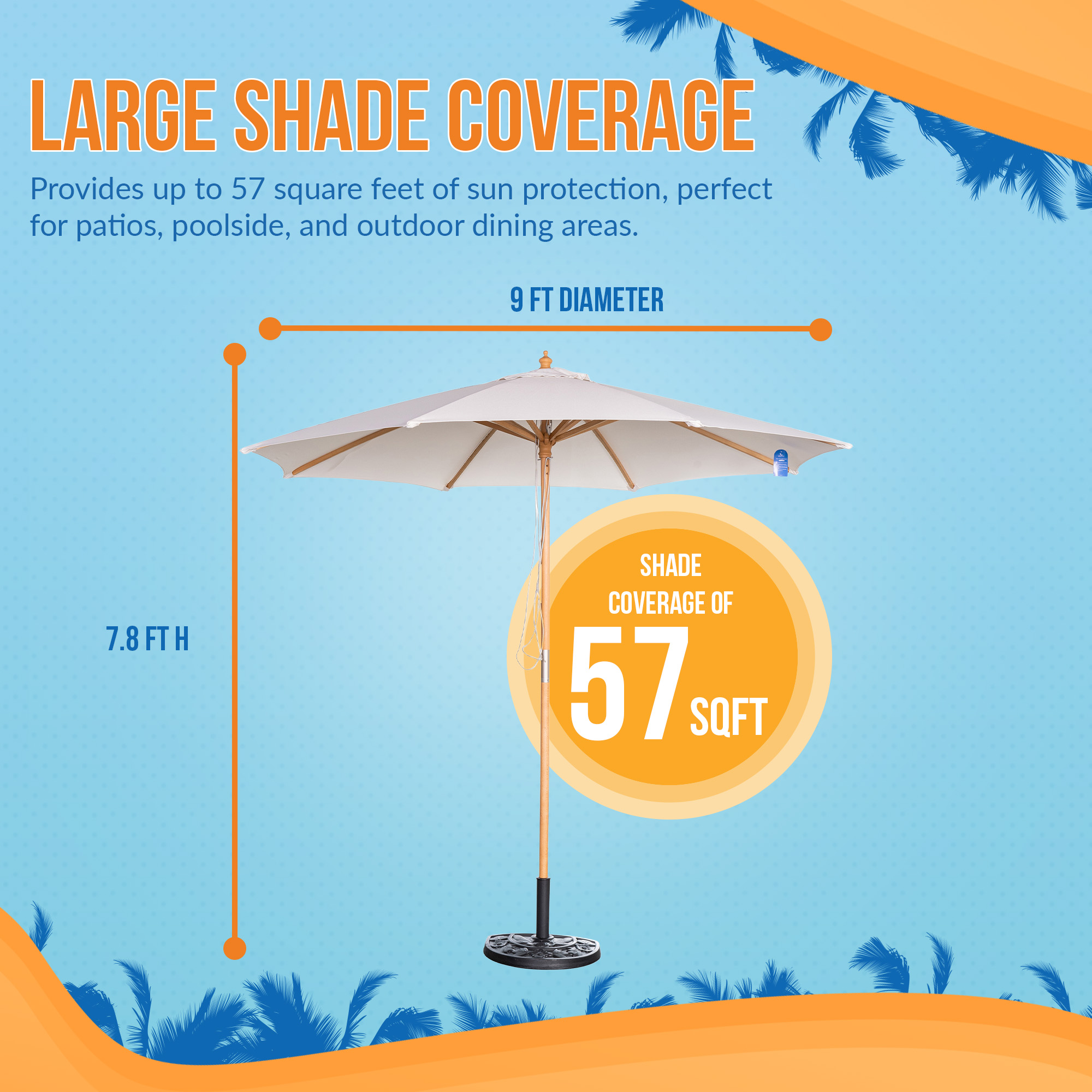 Cenote 9-ft Octagon Market Umbrella - White - Breez-Tex Canopy | NU6853 image 5
