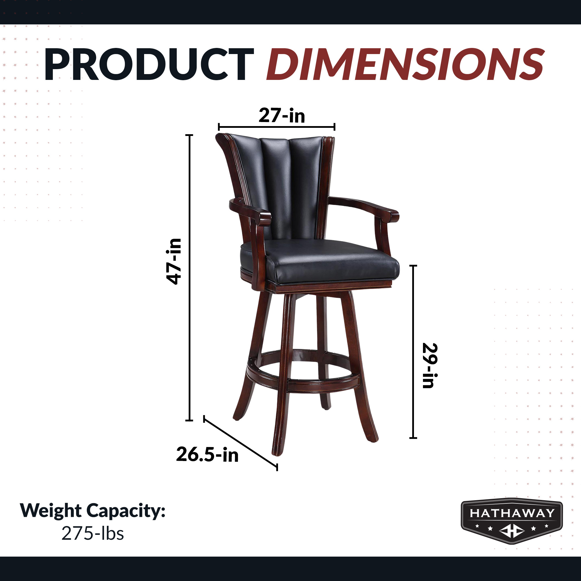 Avondale 29-in Swivel Bar Stool with Arm Rests - Mahogany Finish | BG2815 image 3