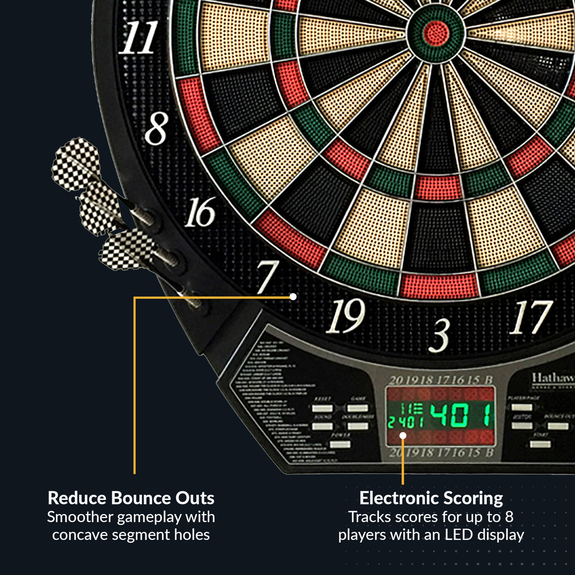 Magnum 15.5-in Electronic Dartboard - 20 Games - Soft Tip | BG1042D image 4