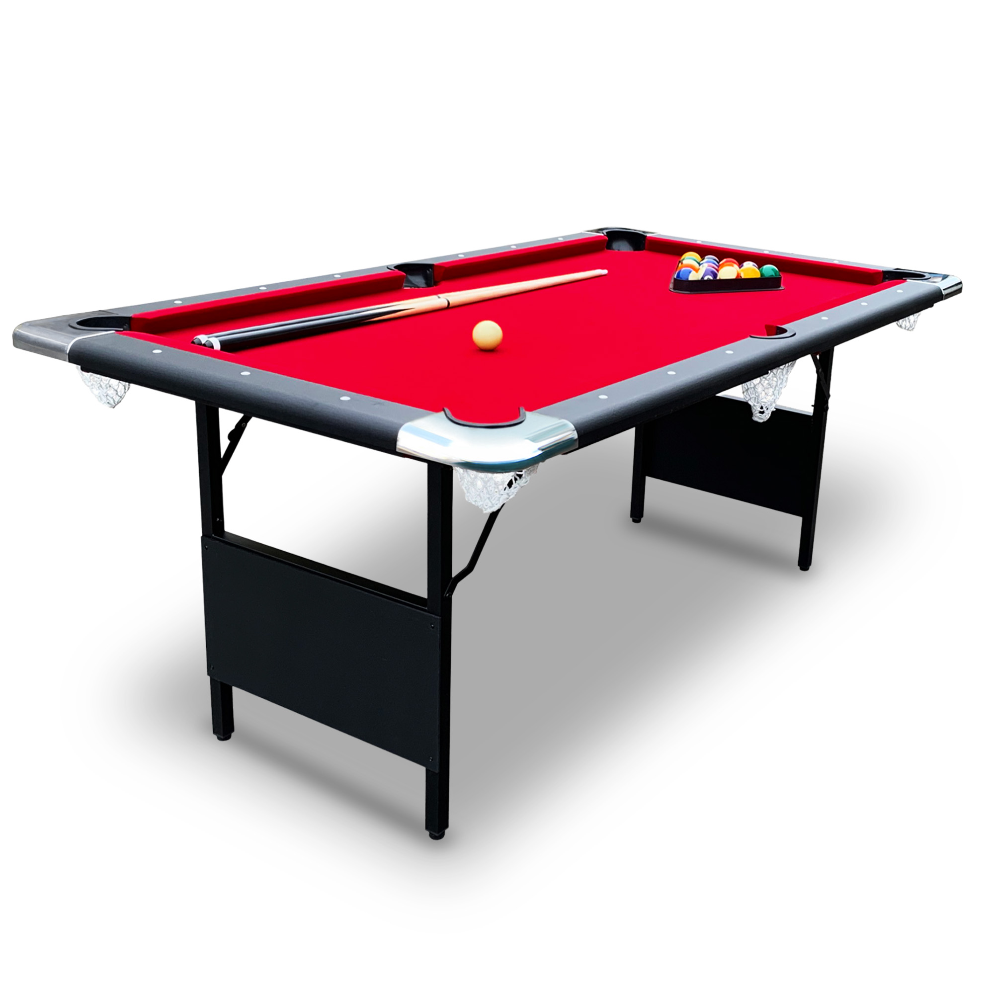 Fairmont 6-ft Portable Pool Table - Black with Red Felt | BG50347 - product image