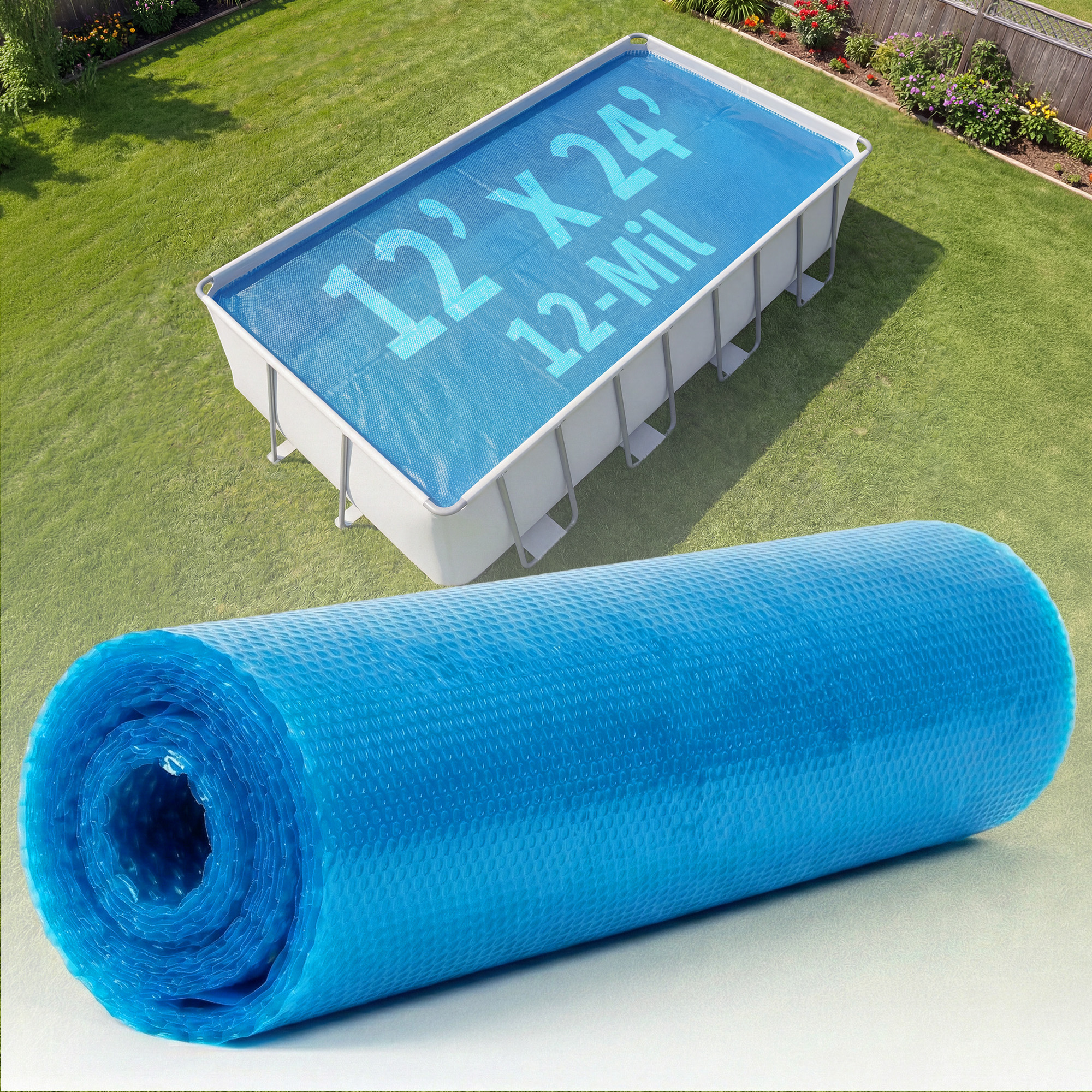 Blue Wave 12-mil Solar Blanket for Rectangular 12-ft x 24-ft In-Ground Pools – Blue | NS405 image 2