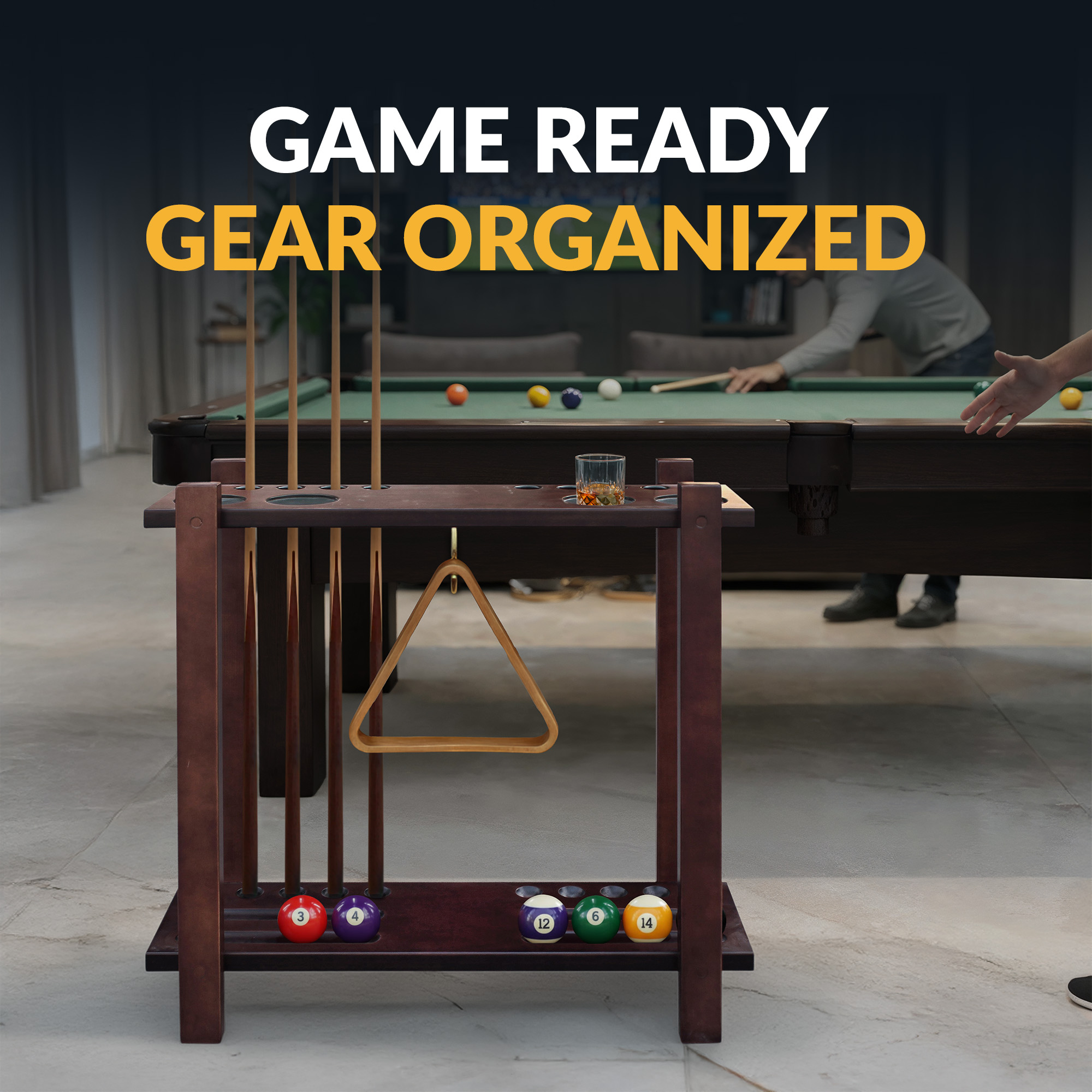 Classic 28-in Floor Billiard Cue Rack - Mahogany Finish | BG2567M image 5