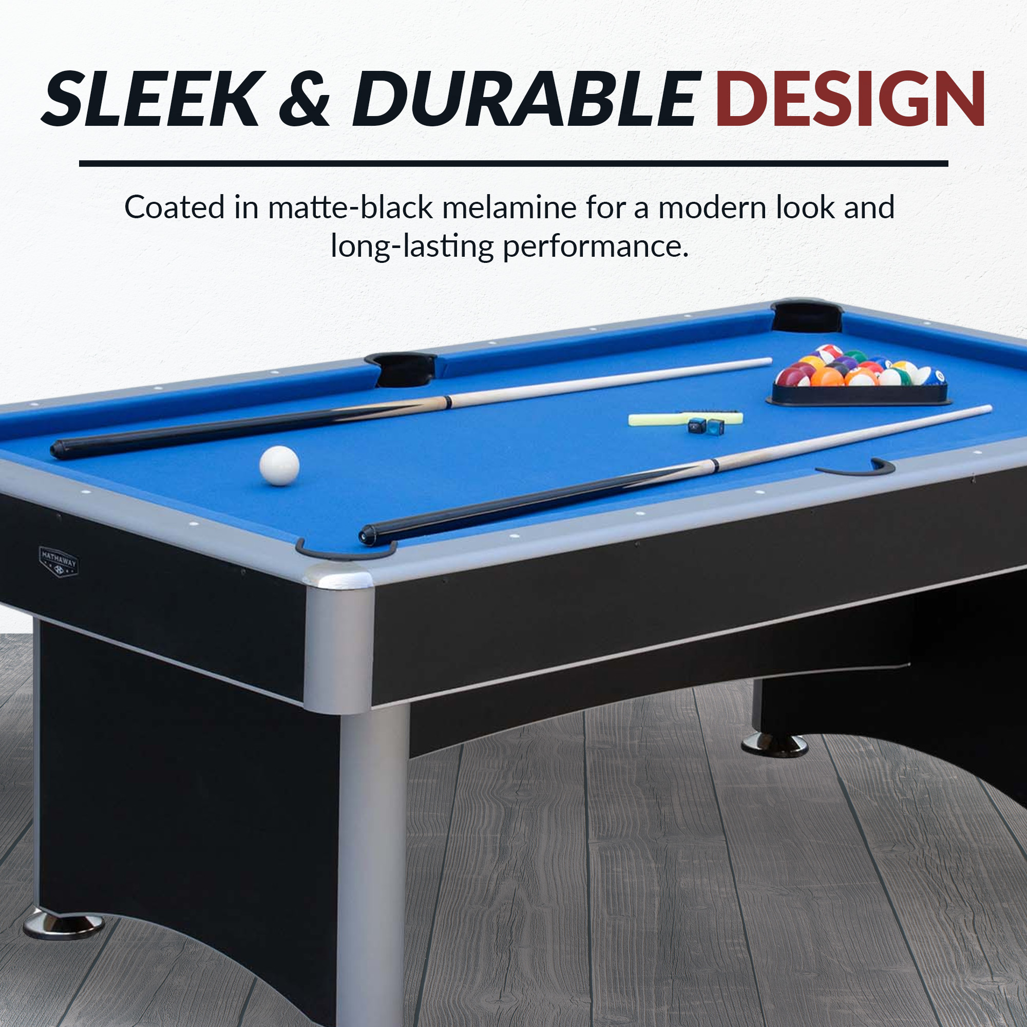 Maverick II 7-ft Pool Table with Table Tennis Top - Black with Blue Felt | BG50390 image 7