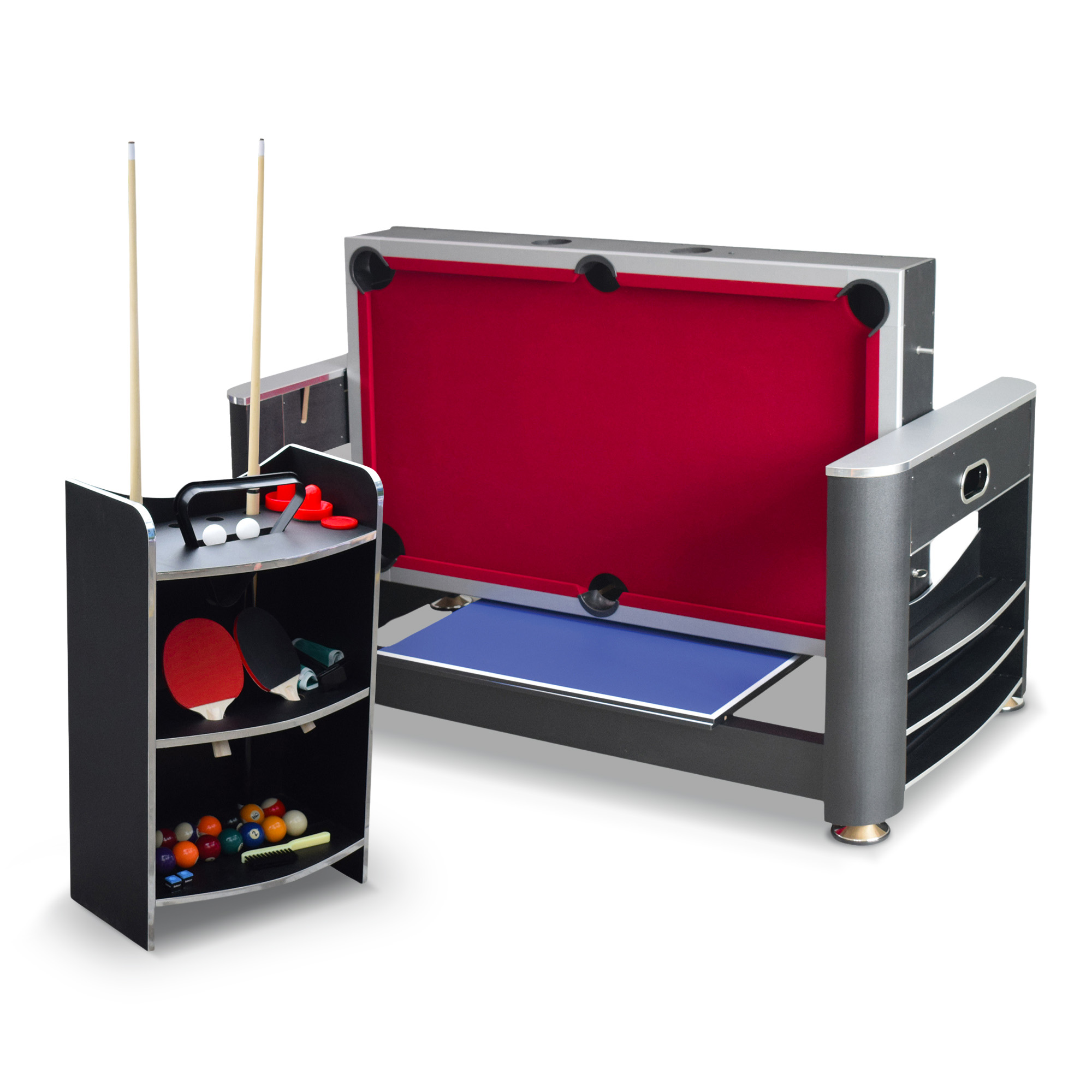 Triple Threat 6-ft Air Hockey 3-in-1 Rotating Multi-Game Table and Cabinet | BG5001 image 2