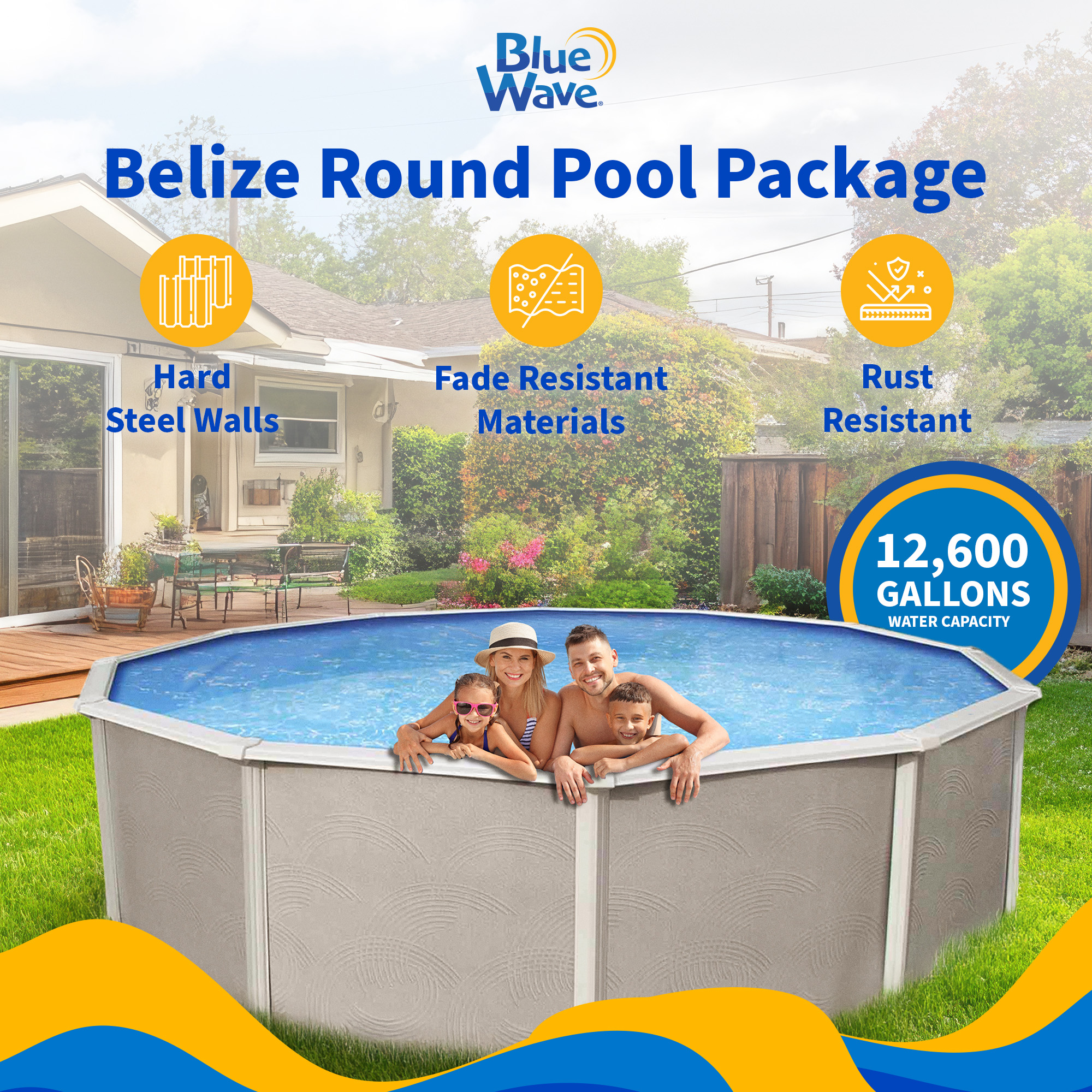 Belize 24-ft Round 52-in Deep 6-in Top Rail Swimming Pool Package | NB3034 image 3
