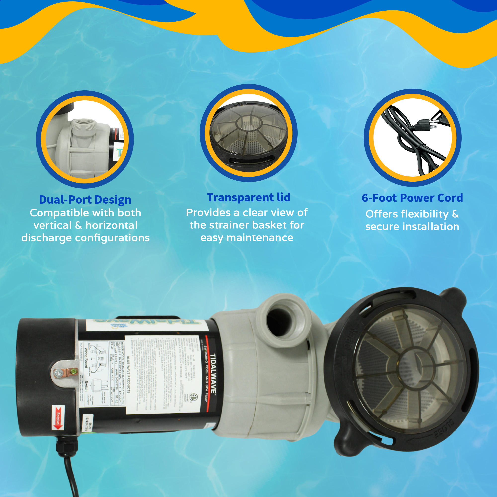 Tidal Wave® Maxi II 1.5HP Above Ground Dual Speed Pool Pump | NE6183 image 5