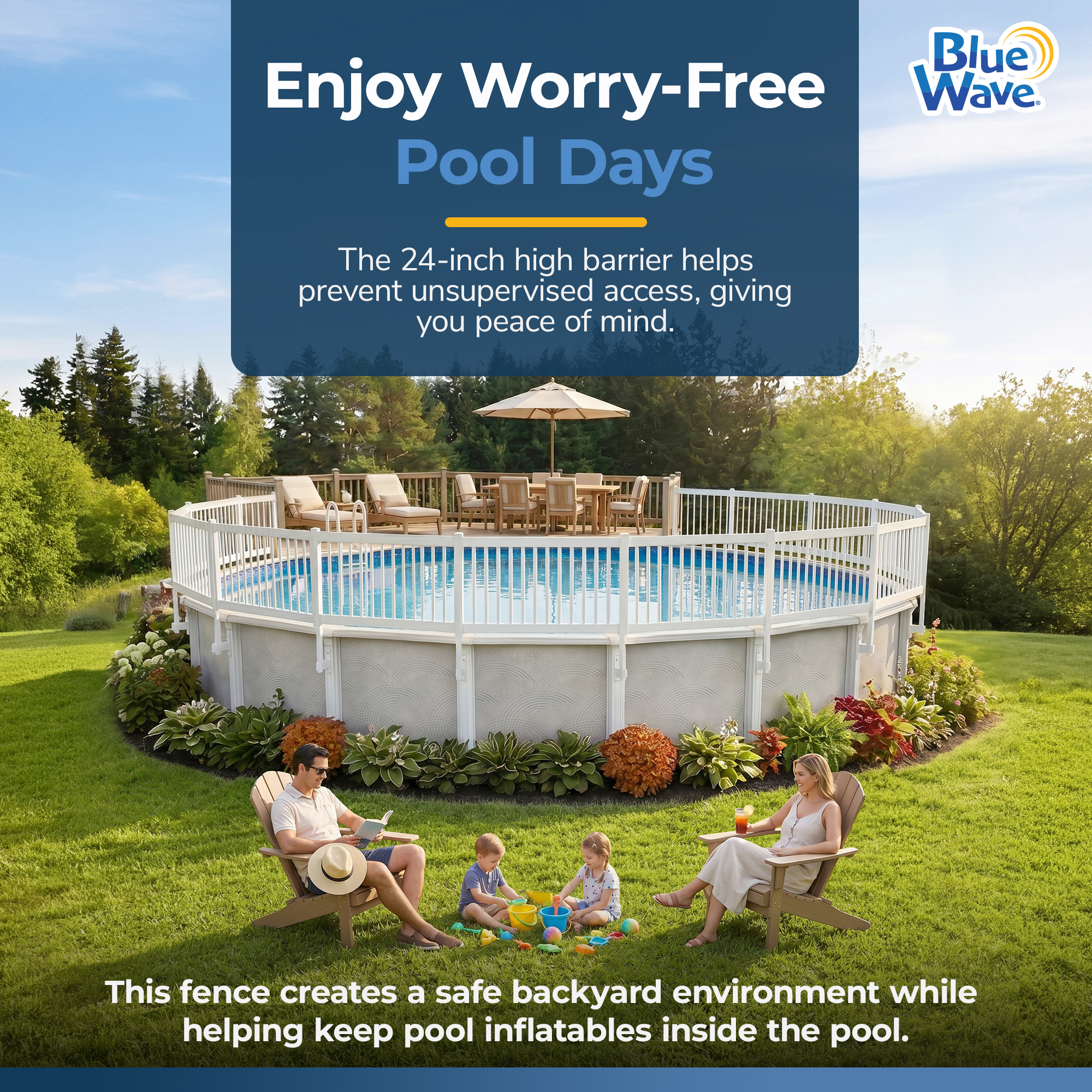 Above Ground Pool Fence Kit (8 Sections) - White | NE145 image 4