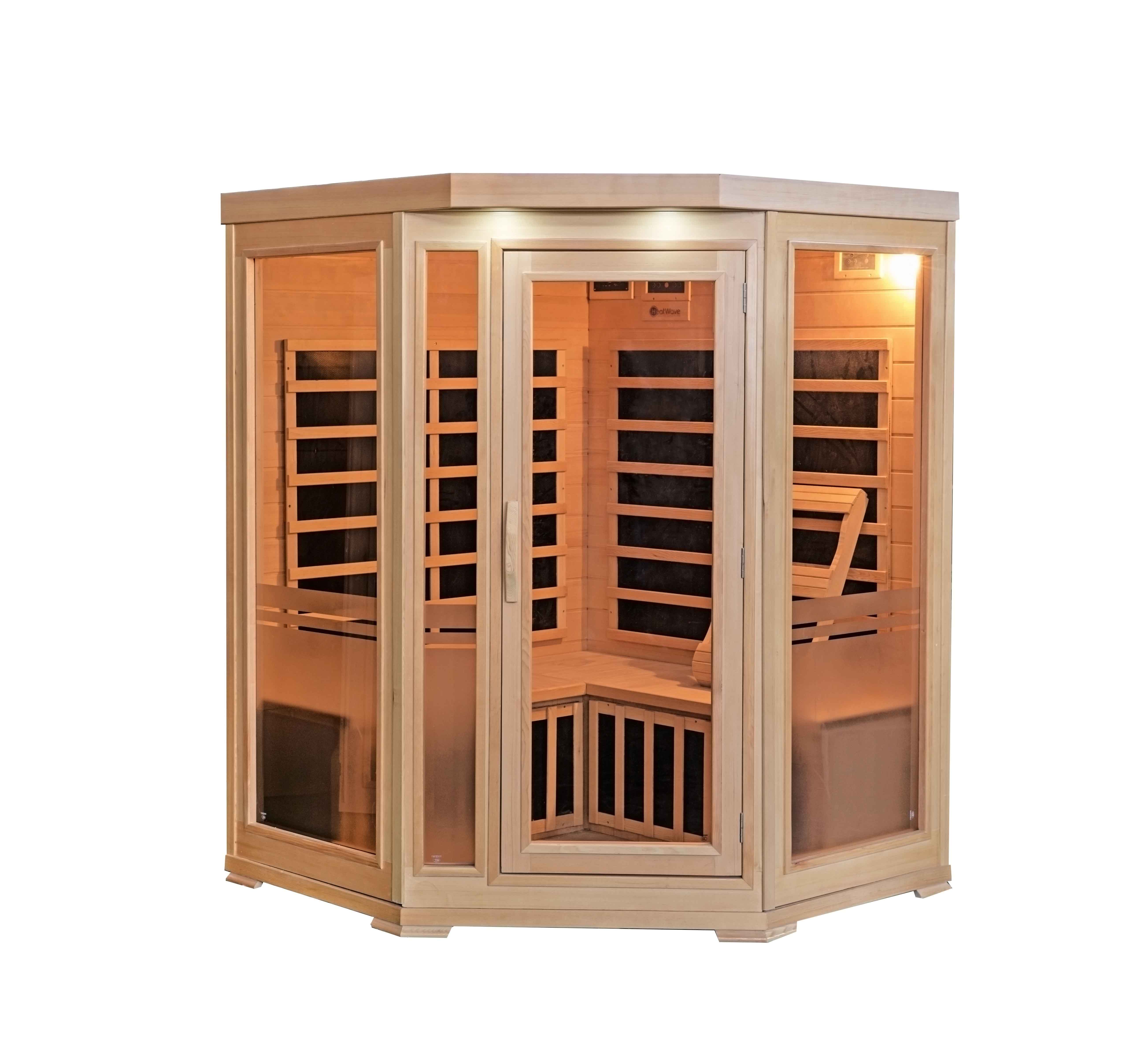Sonoma 3-Person Hemlock Infrared Corner Sauna with 7 Carbon Heaters | SA7019 - product image