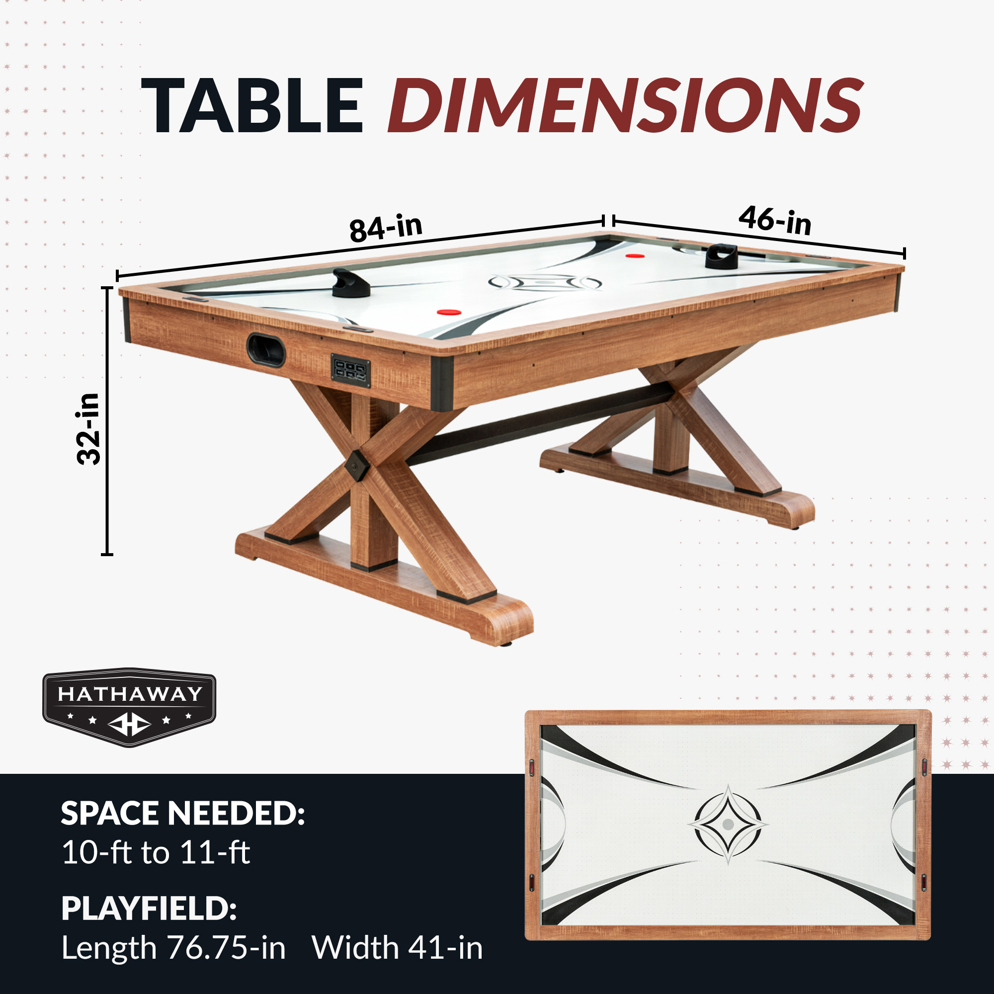 Daulton 84-in Air Hockey Table with LED Scoring | BG50372 image 2