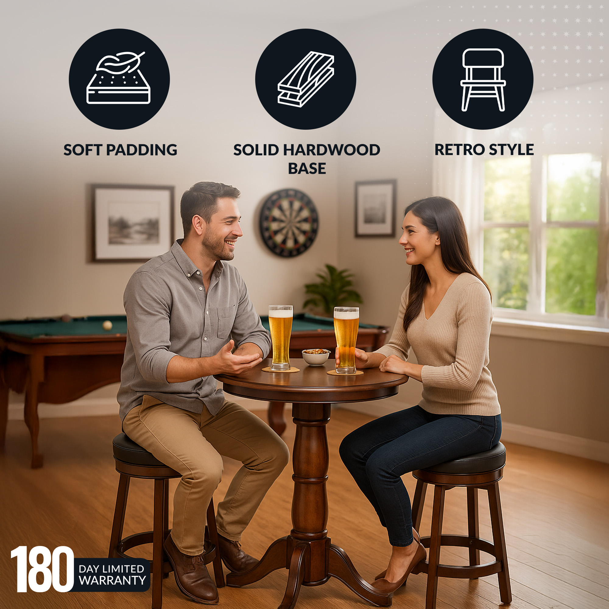 Oxford 3 Piece Hardwood Pub Table Set - Walnut Finish | BG2715W image 5