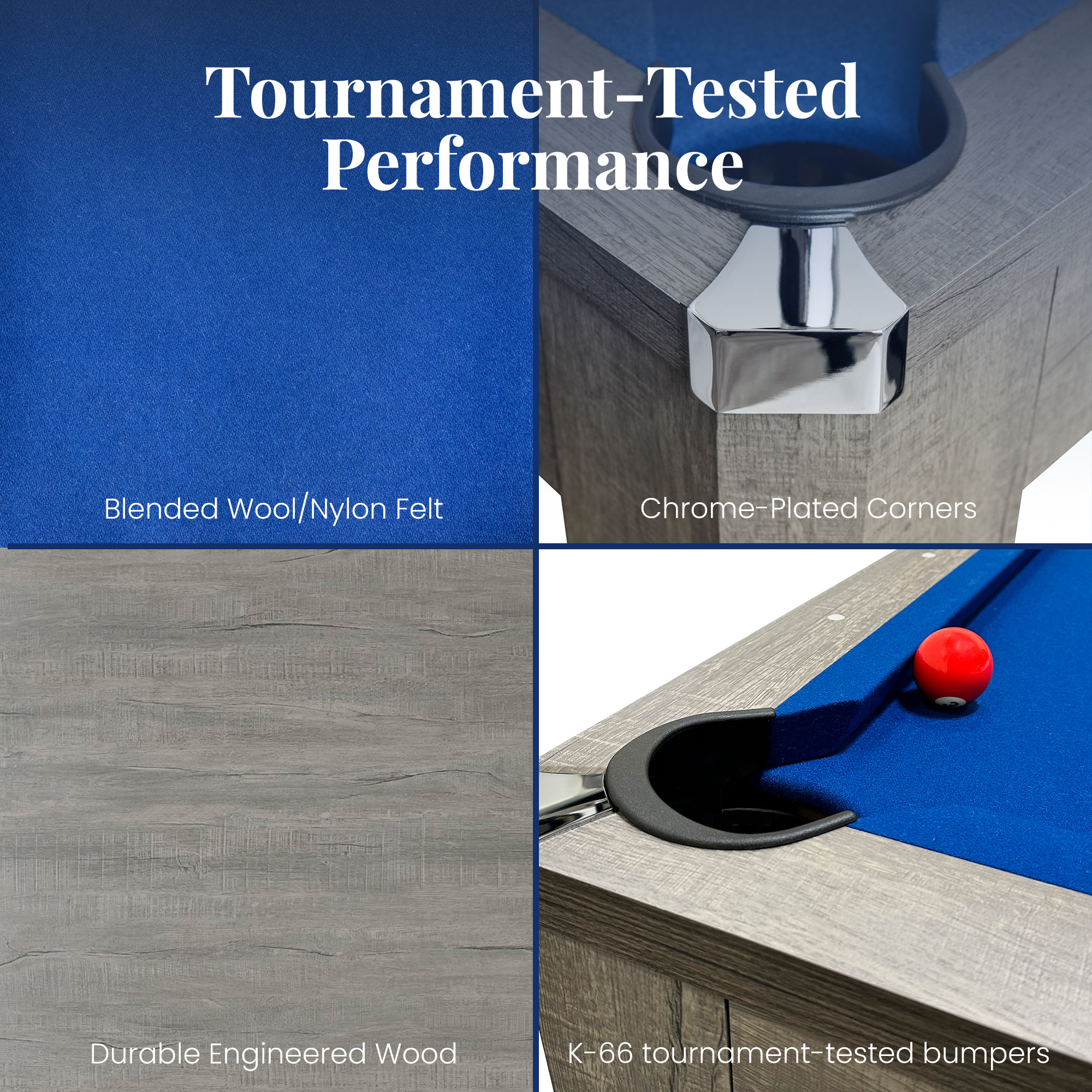 Newport 7-ft Pool Table Combo Set with Benches - Rustic Grey with Blue Felt | BG50374 image 5