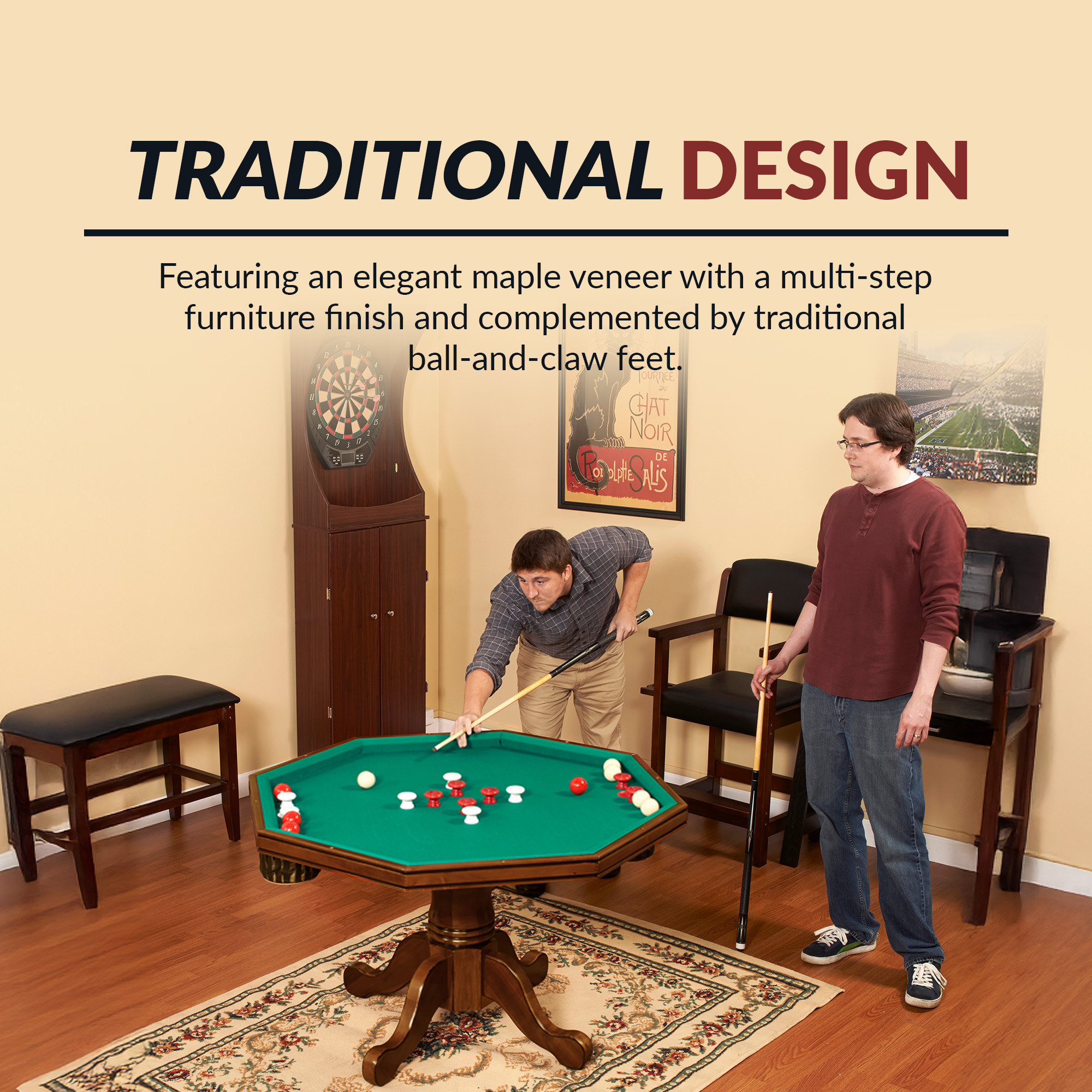 Kingston 48-in Poker Table Combo Set (Table Only) - Walnut Finish | BG2366T image 7