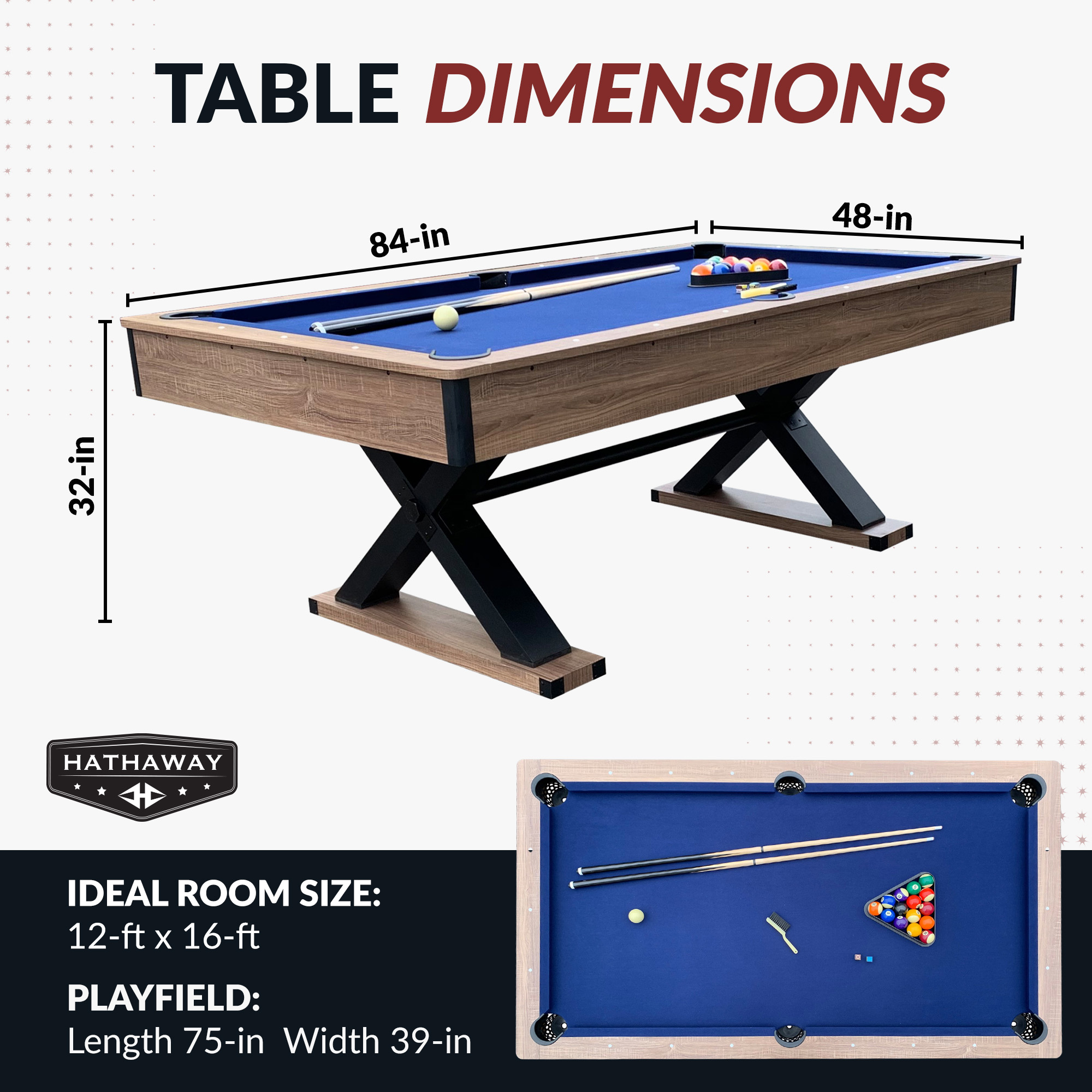 Excalibur 7-ft Pool Table - Driftwood Finish with Blue Felt | BG50346 image 2