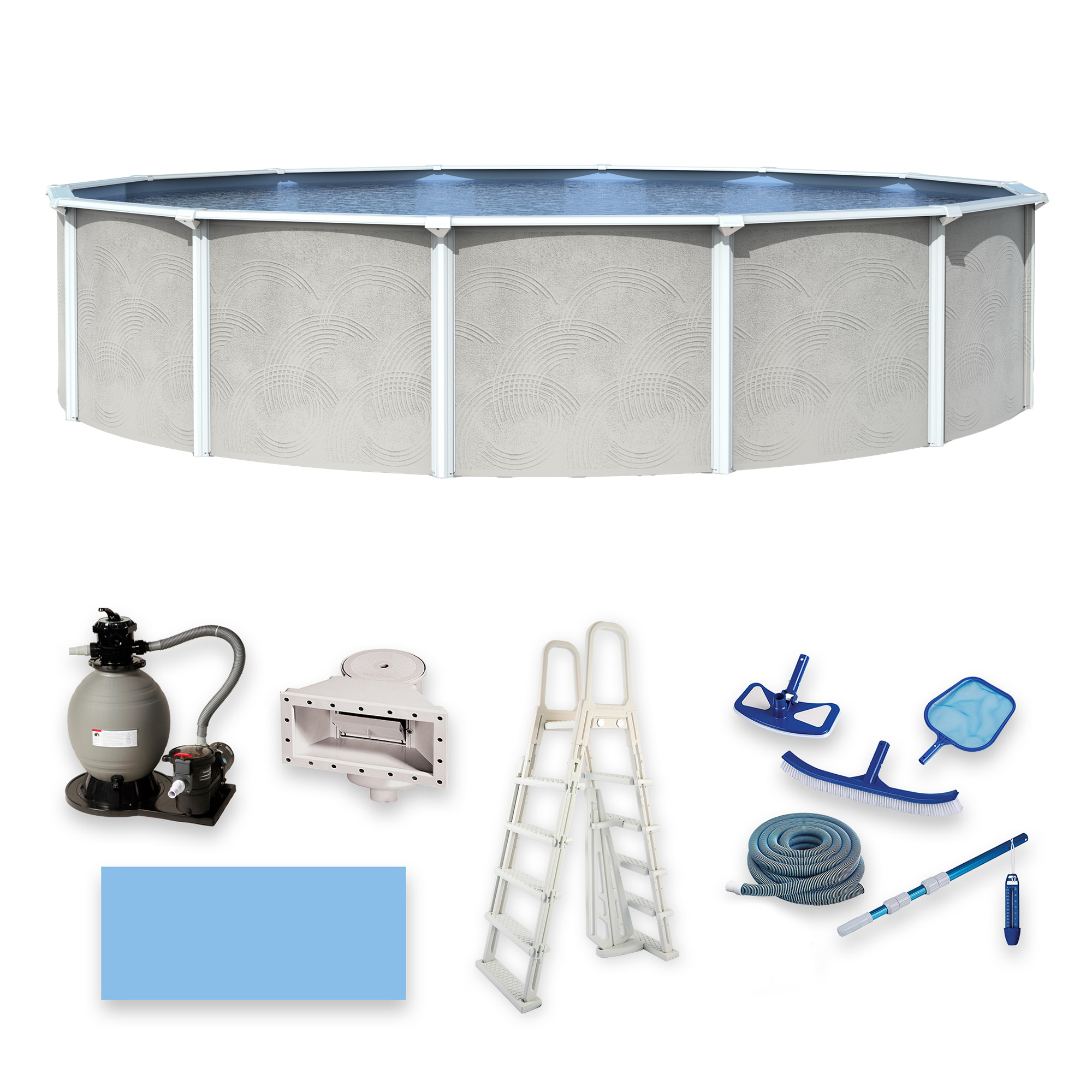 Belize 18-ft Round 52-in Deep 6-in Top Rail Swimming Pool Package | NB3032
