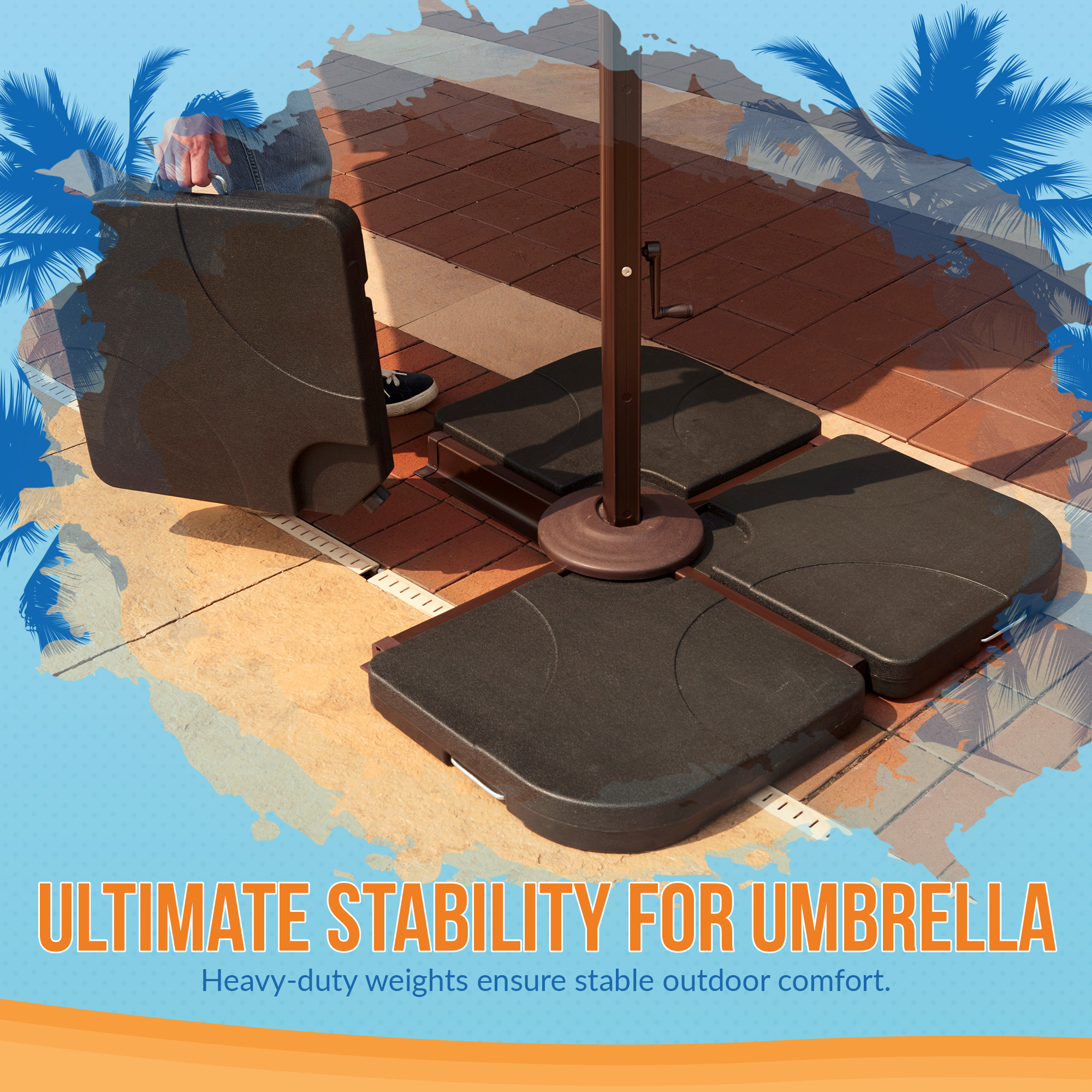 (4) 35-lb Resin Umbrella Base Weights in Black | NU5395C image 8